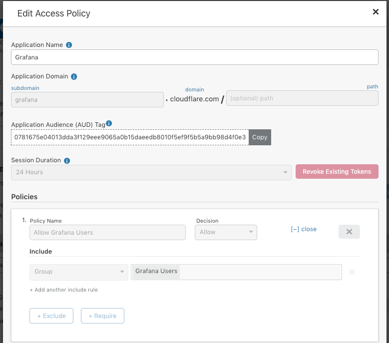 edit access policy screenshot