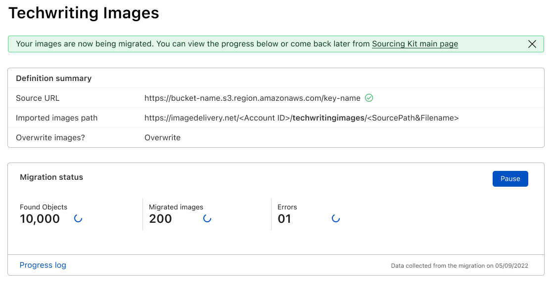 Images migration status