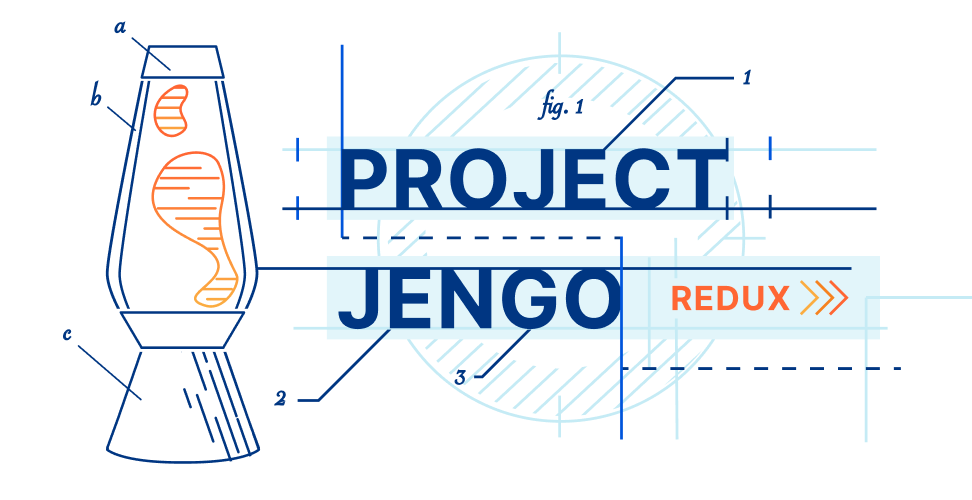 Illustration of Project Jengo Redux with a lava lamp