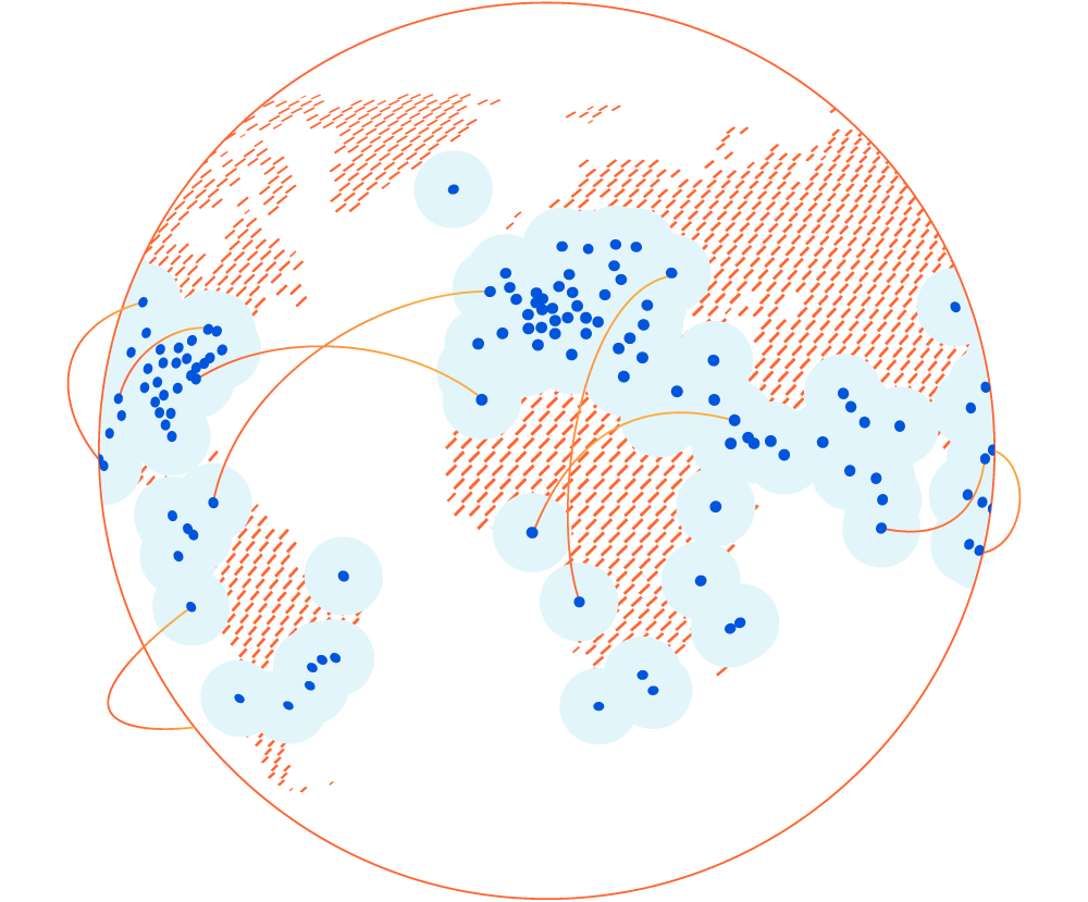 Illustration of Cloudflare's global network