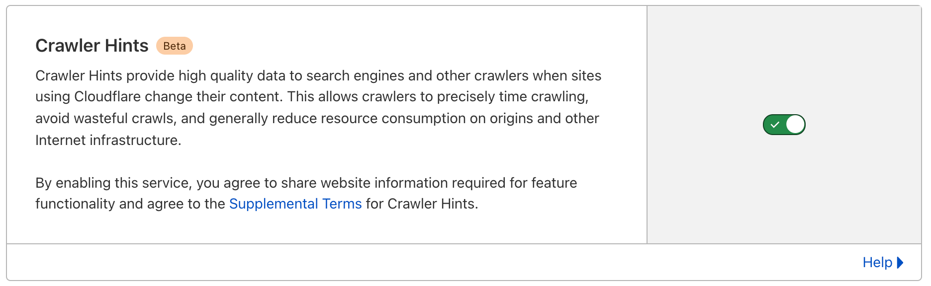 How to enable crawler hints with one-click