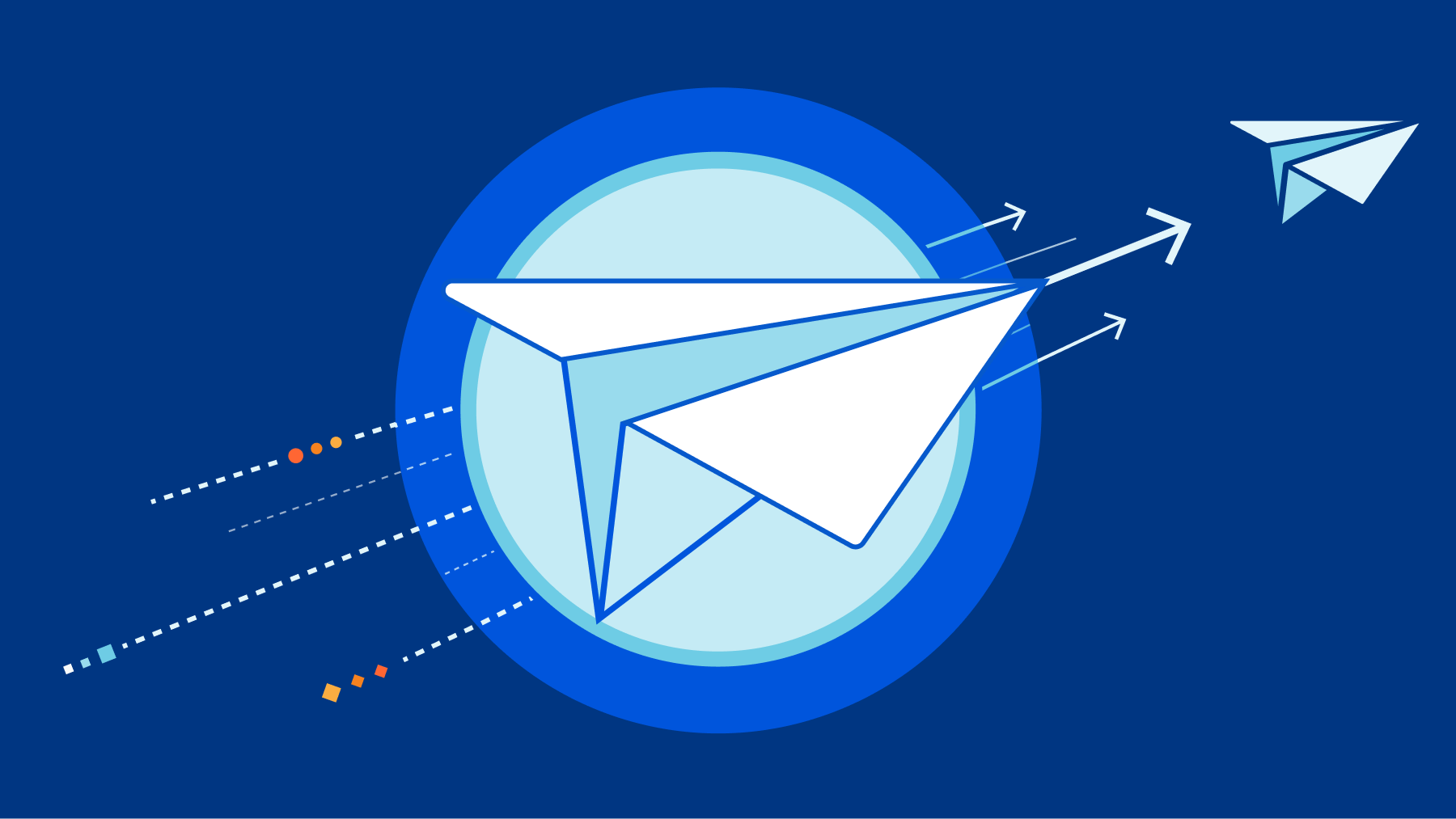 Cloudflare Email Routing - 左から右へのメールの移動を表す紙飛行機
