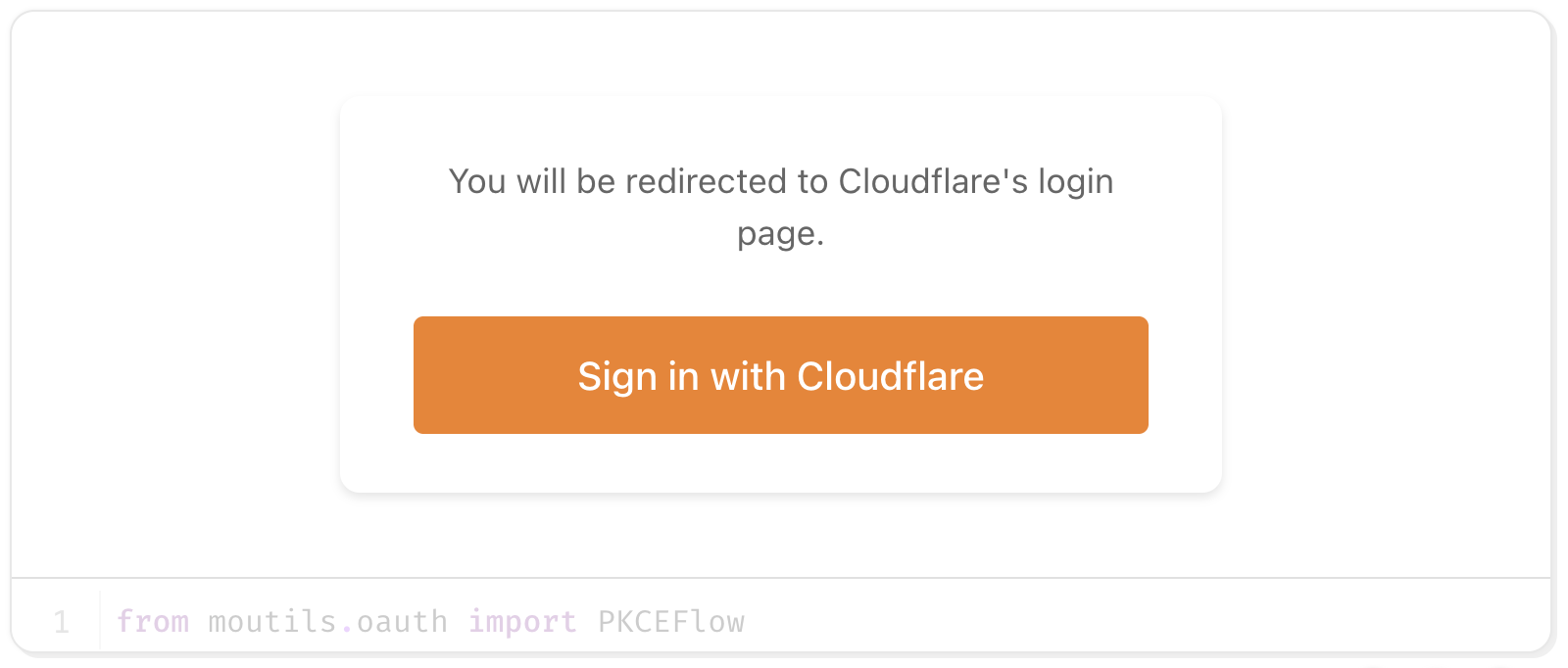 Example sign in with Cloudflare button