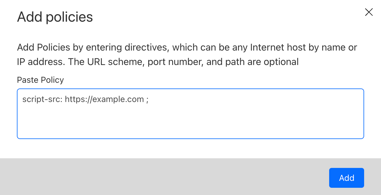 Page Shield policy import popup