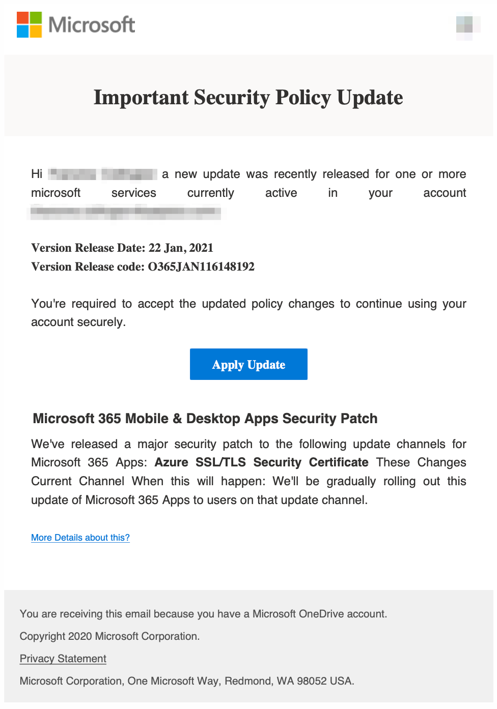 Figure 2. Example PDF Attachment with Link to Office 365 Credential Harvester