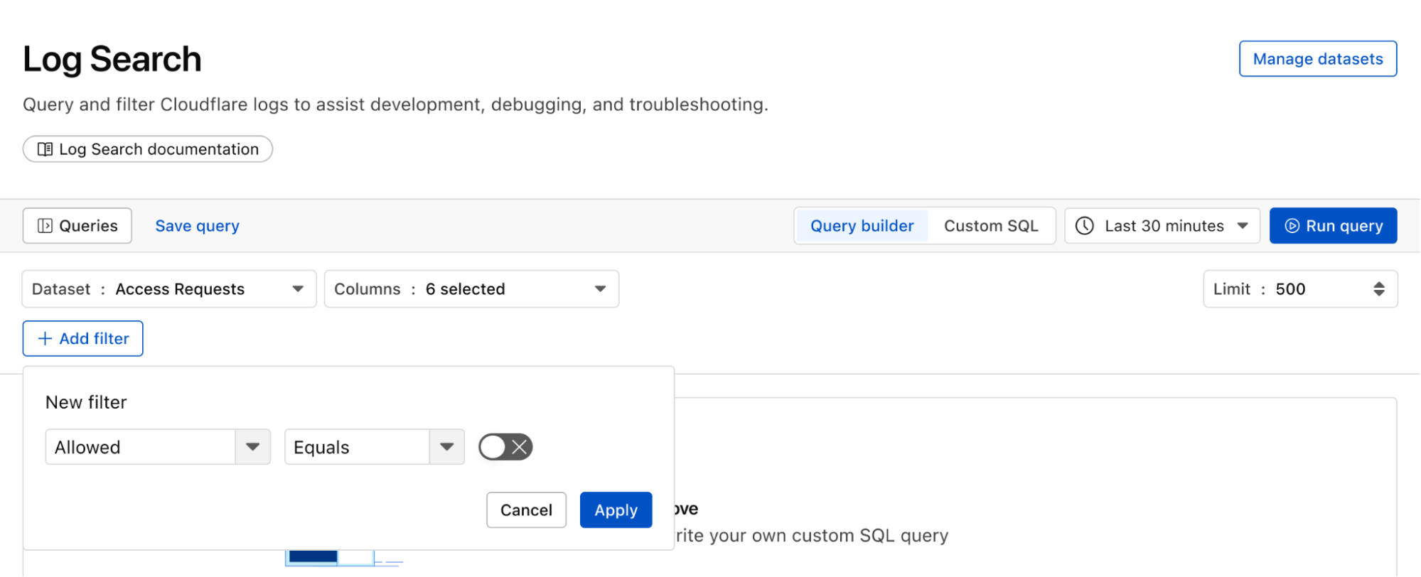 Log search in Zero Trust access logs.