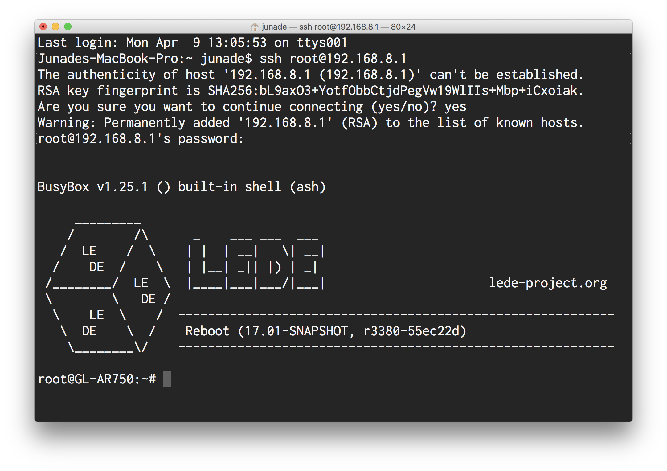 SSH to Router