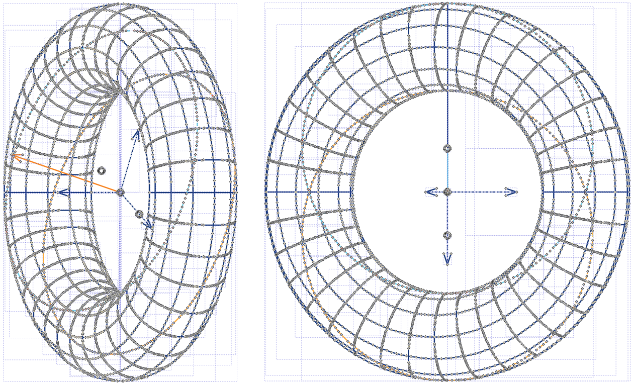 A complex representation of a Toroid, using nodes and paths on an SVG file