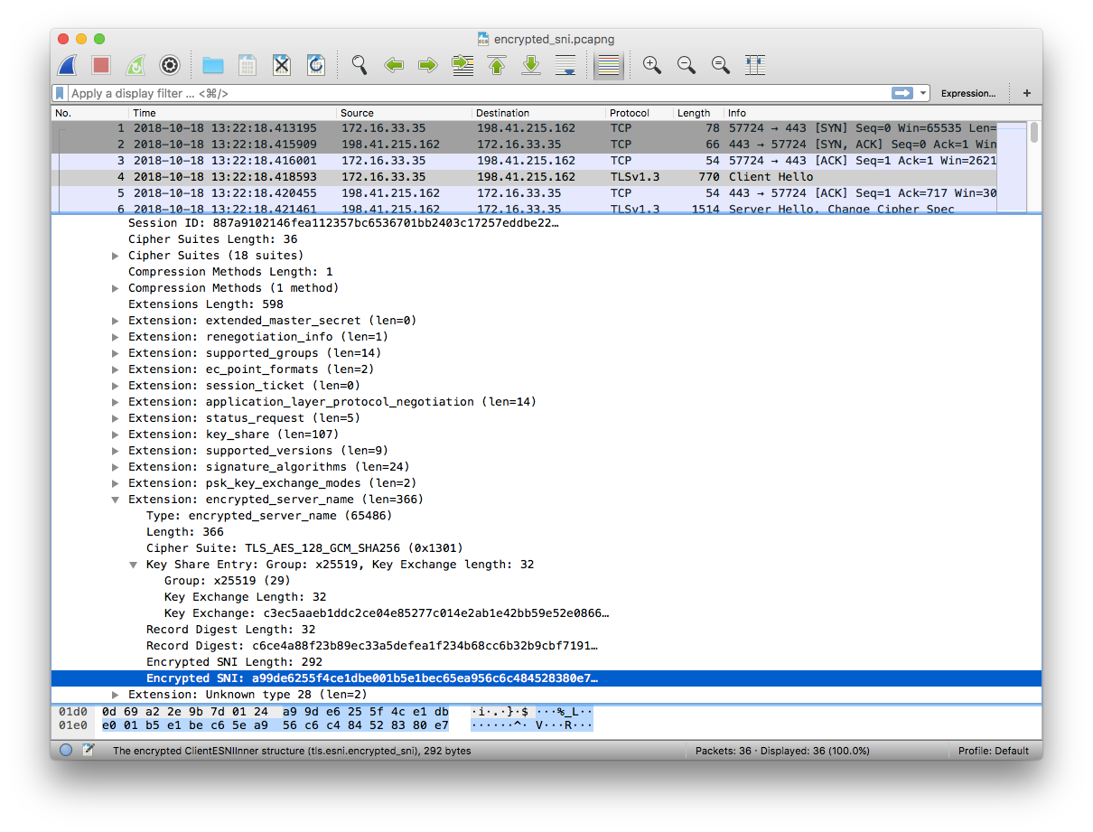 encrypted sni pcap