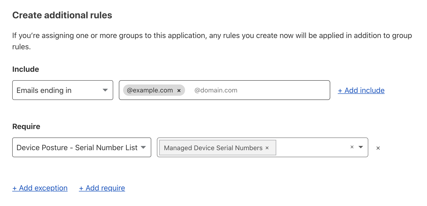 You will now be able to build Access rules that check if a device’s serial number is in the managed devices list.