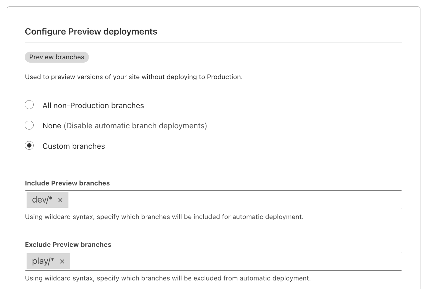 configuration with wild card syntax