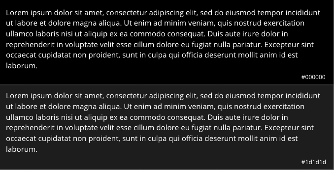 lorem ipsum sample text on black background and on gray background