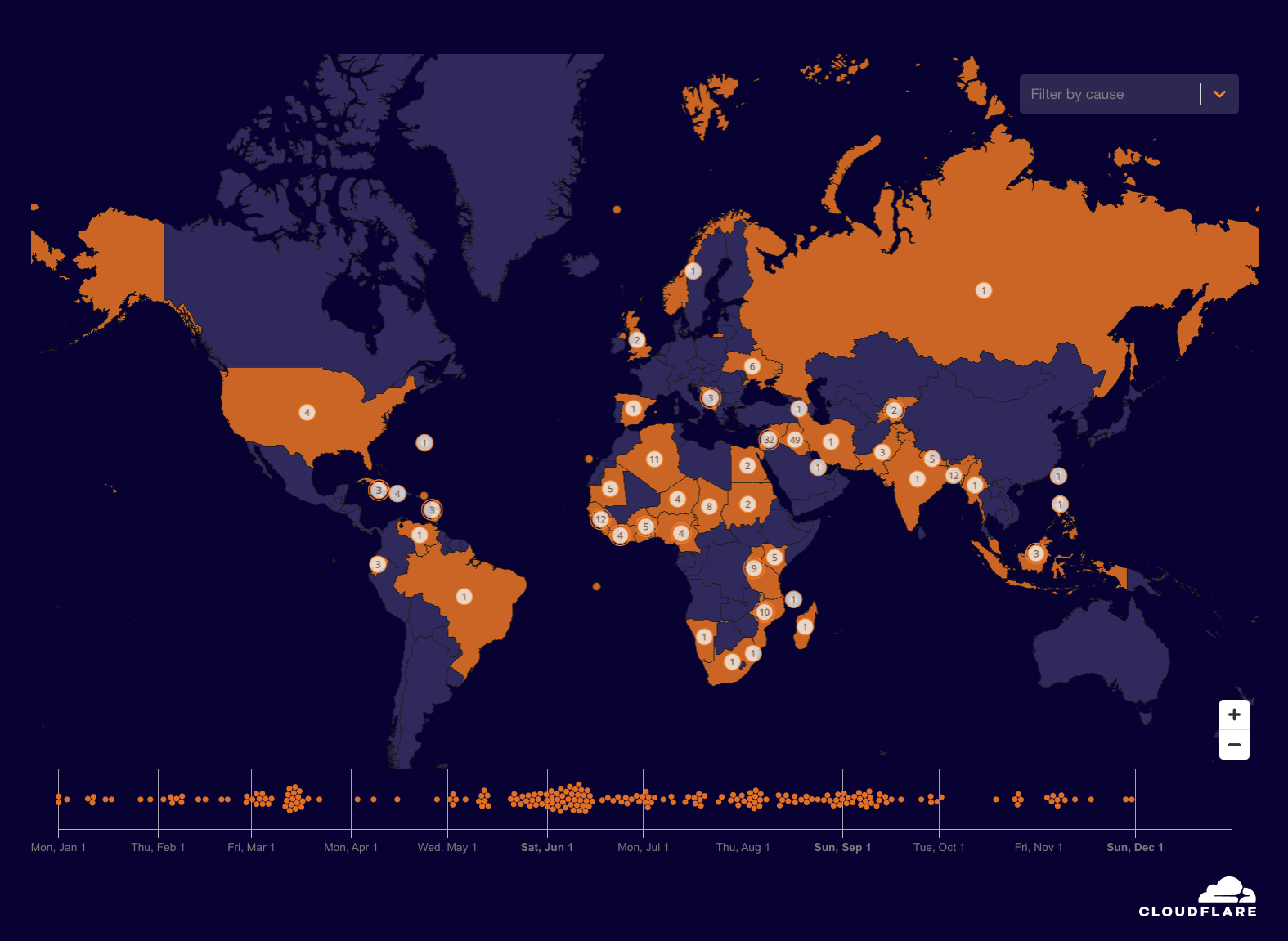 connectivity - Internet outage map